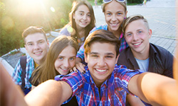 Teenage friends in a selfie