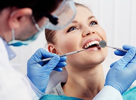 A female patient having a dental checkup